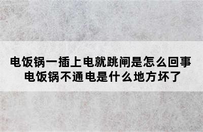 电饭锅一插上电就跳闸是怎么回事 电饭锅不通电是什么地方坏了